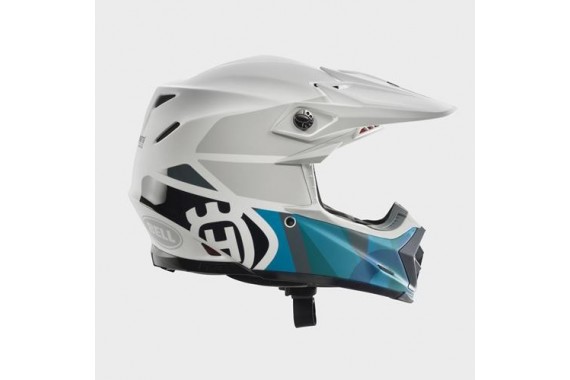 Moto 9 Flex Railed Helmet White & Blue | HUSQVARNA